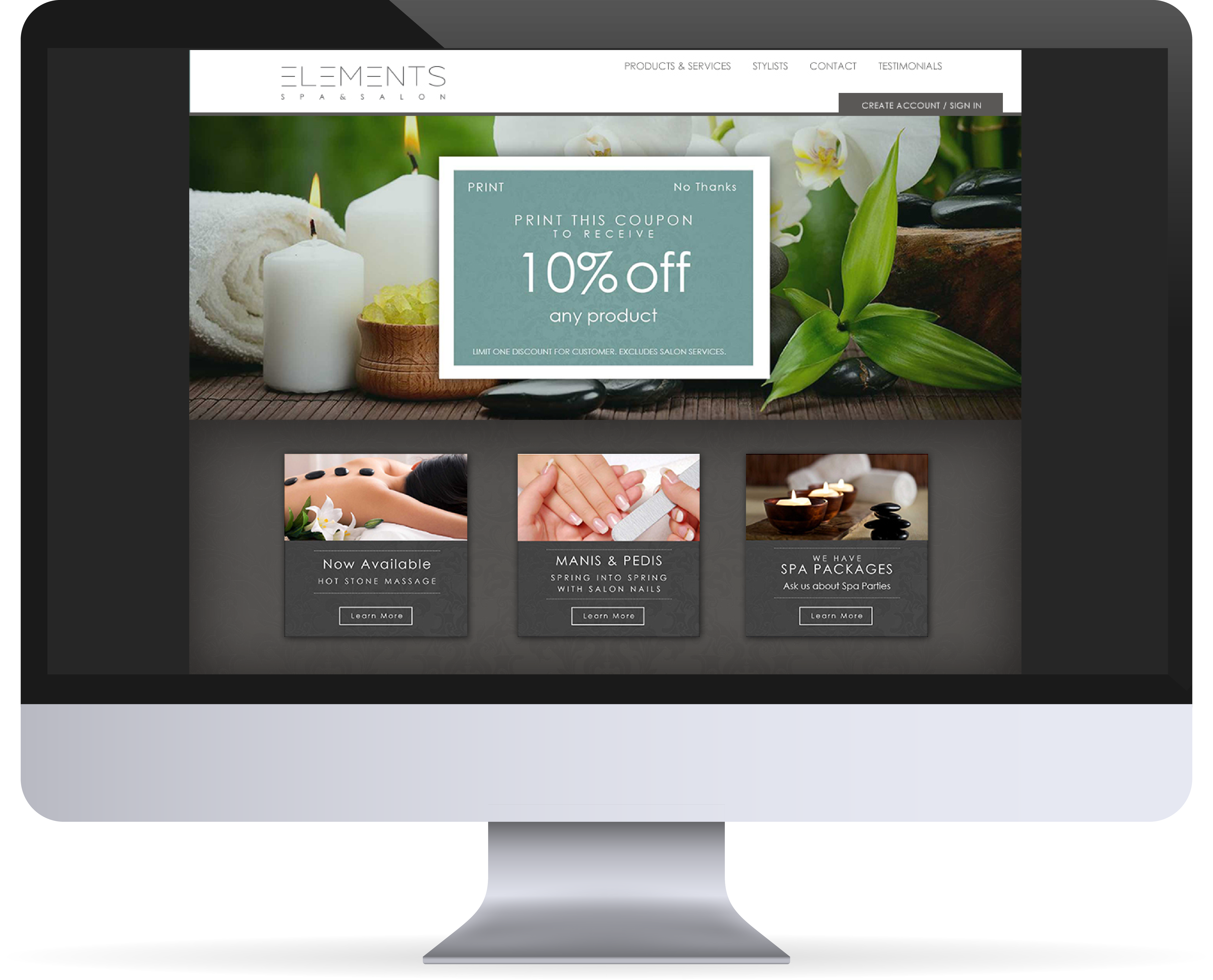Elements website mockup